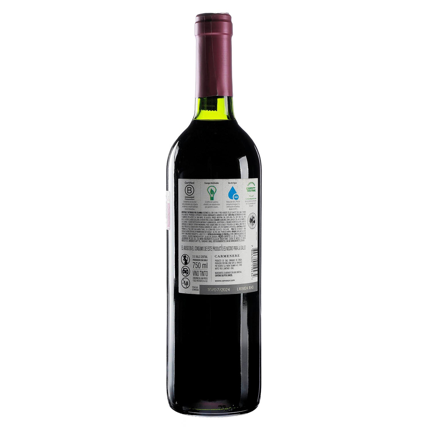 Vino Tinto - Cono Sur Bicicleta Carmenere - 750 ml - Chile